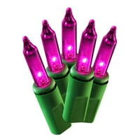 Vrijeme odmora 100-broja ružičastog žarulja mini božićna svjetla, sa zelenom žicom, stopala