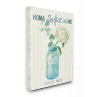 Stupell Industries Home Sweet Home Bouket u plavoj staklenci Slikanje platna zidni umjetnički dizajn Danhui Nai,