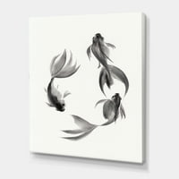 DesignArt 'crno -bijela vintage riba iii' nautička i obalna platna zidna umjetnička tiska