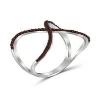 Jewelersclub Sterling Silver Criss Cross Ring - 0. Karat crveni dijamantni prsten sa. Srebrni prsten od sterlinga