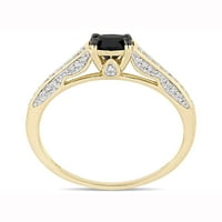 Carat T.W. Crno -bijeli dijamant 14KT zaručnički prsten od žutog zlata