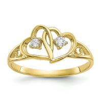 Primalno zlato karat žuto zlato dvostruko srce kubični cirkonij prsten