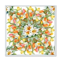 DesignArt 'cvjetaju narančaste i bijele tulipane I' tradicionalno uokvireno platno zidne umjetničke print