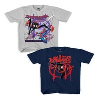 Spiderman Spider-Verse Miles i Peter Split Boys grafička majica s kratkim rukavima, 2-pack, veličine 4-18