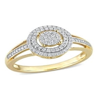 14-karatni dijamantni prsten od žutog zlata od 14 karata s podijeljenom drškom