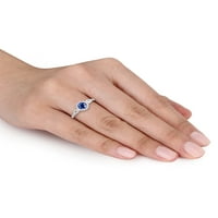 Carat T.G.W. Plava i bijela safir i karat T.W. Dijamantni 14KT zaručnički prsten od bijelog zlata