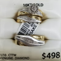 Carat T.W. Diamond 10kt žuto zlato ženski i muški trio vjenčani prsten postavljen od strane Keepsake