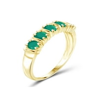 Draguljarsclub smaragdni prsten nakit za rođenje - 0. karat smaragd 14K zlatni nakit od srebrnog prstena - prstenovi