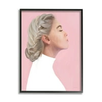 Portret djevojke iz 14. godine s pletenom kosom na ružičastoj pozadini, dizajn iz 14. godine