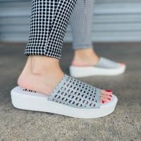 _ - Ženske Ležerne sandale s perforiranom platformom u srebrnoj boji