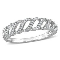 Carat T.W. Dijamantni 10KT bijeli zlato rezani prsten za val
