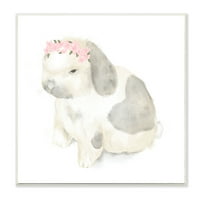 Stupell Industries Cvjetna kruna Baby Bunny Ilustracija mekana životinja Zidna ploča, 12, dizajn Daphne Polselli