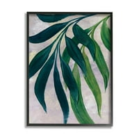 Stupell biljke zelene palme viseće lišće botaničko i cvjetno slikarstvo umjetnički tisak u crnom okviru zidna umjetnost