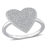 0K dijamantni prsten od 10k bijelog zlata u obliku srca