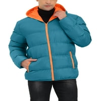 Jedinstveni prijedlozi Muška zimska donja jakna s patentnim zatvaračem u kontrastnoj boji S kapuljačom