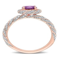 Carat T.G.W. Ametist i Carat T.W. Dijamantni 14KT ružini zlatni vintage zaručnički prsten