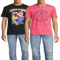 Nintendo Mario muški i veliki muškarac lik premota grafičke majice, 2-pack