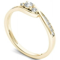Carat T.W. Dijamantski zaobilazno tri kamena zaručnički prsten od žutog zlata od 10kt