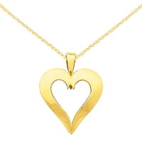 Primalno zlatno karatno privjesak za srce od žutog zlata s lancem konopa kabela