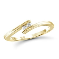 Bijeli dijamantni prsten okruglog reza od 10k žutog zlata s dva kamena