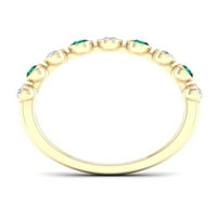 Imperijalni dragulj 10k žuto zlato okrugli rez smaragd ct tw dijamantski ženski bend