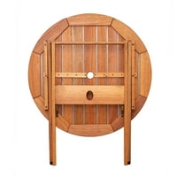 Vanjski okrugli stol za blagovanje od eukaliptusa, idealan za popločani dio dvorišta