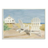 Stupell Industries drvene stolice na plaži u spokojnom rta krajolik akvarelni zidni plaketi dizajn zvjezdanog dizajnerskog