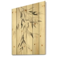 DesignArt 'Sažetak pojednostavljenog lišća bambusa IV ’IV’ kabine i lože otisak na prirodnom borovom drvetu