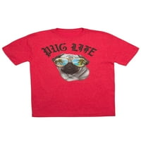 PUG LIFE Crveni grafički majica s kratkim rukavima