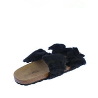 Sandale s krznom u crnoj boji