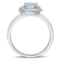 Miabella Ženska karat T.G.W. Sky Blue Topaz & Carat T.W. Dijamantni 10kt bijeli zlatni halo zaručnički prsten