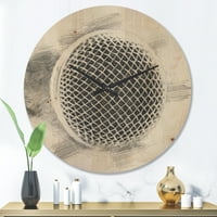 DesignArt 'Olovka skicirana mikrofon' Moderni drveni zidni sat