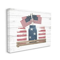 & Rustikalne domoljubne staklenke dizajn zastave američkog ponosa platno zidni umjetnički dizajn s natpisima i oblogom,