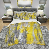 DesignArt 'sivi i žuti apstraktni uzorak' Moderni i suvremeni set pokrivača