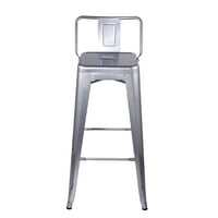 Dizajnerska grupa slaganje brojača metalne metalne stolice, srebro, set od 4