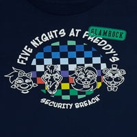 Pet noći u Freddys Boys Boys Short Sleave Sigurnost Breach Grafičke majice, 2-pack, veličine XS-2XL