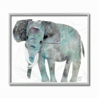 Stupell Home Decor akvarel Akvarel Kolaža Kolaž slon sivi uokvireni teksturizirana umjetnost
