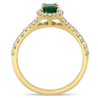 Miabella ženska karat ovalni rez smaragdni karat dijamant 14KT žuto zlato halo zaručnički prsten
