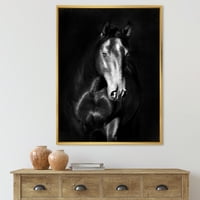 Designart 'Izbliza portret seoske kuće Black Kladruby Horse' uokvirena platna zidna umjetnička tiska