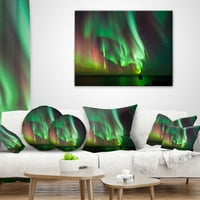 DesignArt Green Northern Lights Aurora - Sažetak jastuka za bacanje - 16x16