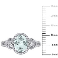 Miabella Ženska 1- CT Aquamarine & Diamond 10KT bijelo zlato Halo Split Skijeni zaručnički prsten