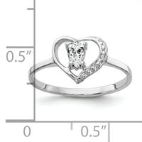 Prsten od bijelog zlata od 5 karata s kubičnim cirkonijem u obliku kruške i dijamantom
