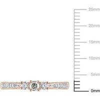 10K dijamantni zaručnički prsten od ružičastog zlata i tri kamena