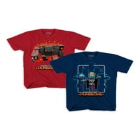 Minecraft Boys Necromancer & Golem Grafičke majice, 2-pak, veličine 4-18