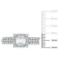 2- Carat T.G.W. Octagon izrezan je stvorio bijeli moissanit sterling srebrni vintage zaručnički prsten