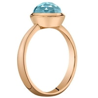 Oravo ct okrugli oblik švicarski plavi topaz pasijans prsten u 14k ružičastom zlatu