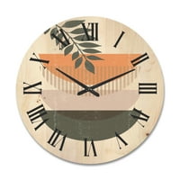 DesignArt 'Sažetak geometrijskog mjeseca i sunca s listom II' Moderni drveni zidni sat