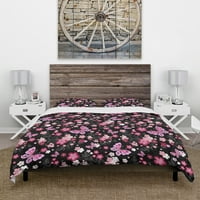 DesignArt 'ružičasti stilizirani cvjetovi i leptiri' cvjetni pokrivač