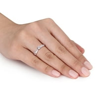 Miabella Women's Ct. Stvoren safirski i dijamantni crossover zaručnički prsten u srebrom sterlinga