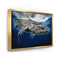 DesignArt 'izbliza portret grbavog kita' nautički i obalni uokvireni platno zidni umjetnički tisak
